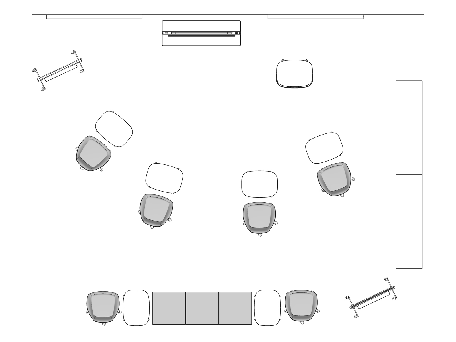 A line drawing viewed from above -Meeting Space 058 EUR