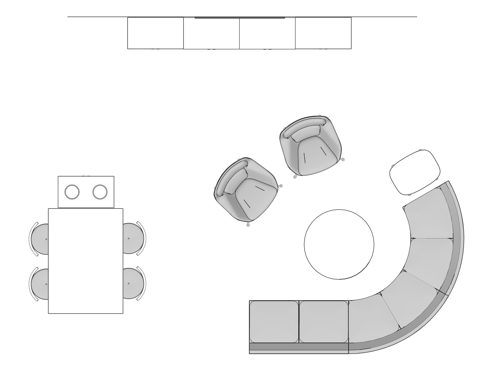 A line drawing viewed from above -Staff Lounge 001 EUR