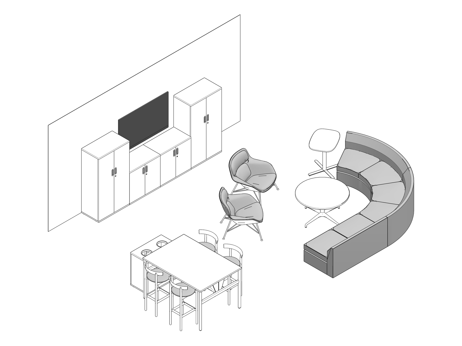 A line drawing - Staff Lounge 001 EUR