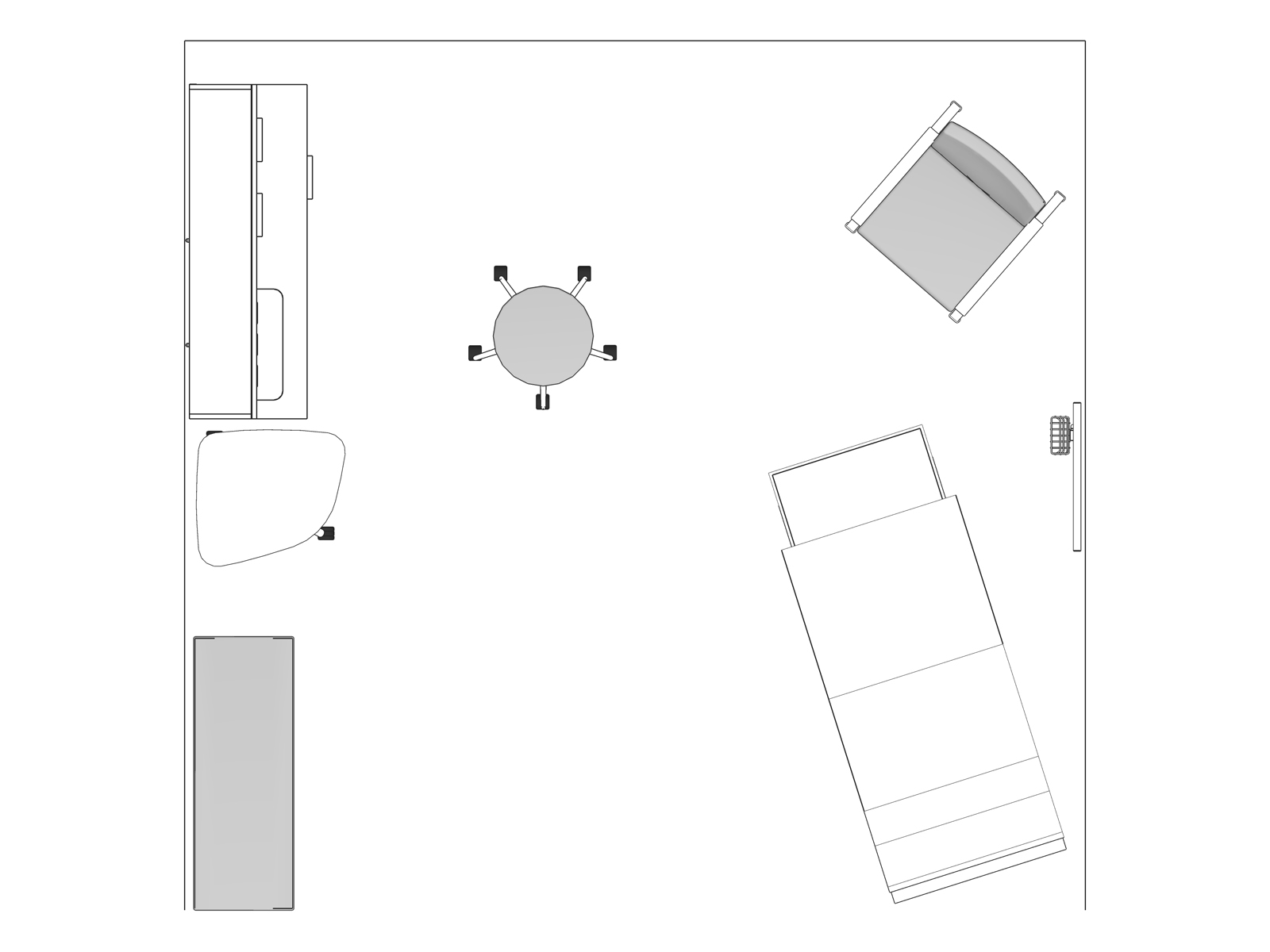 A line drawing viewed from above - Exam Room 018