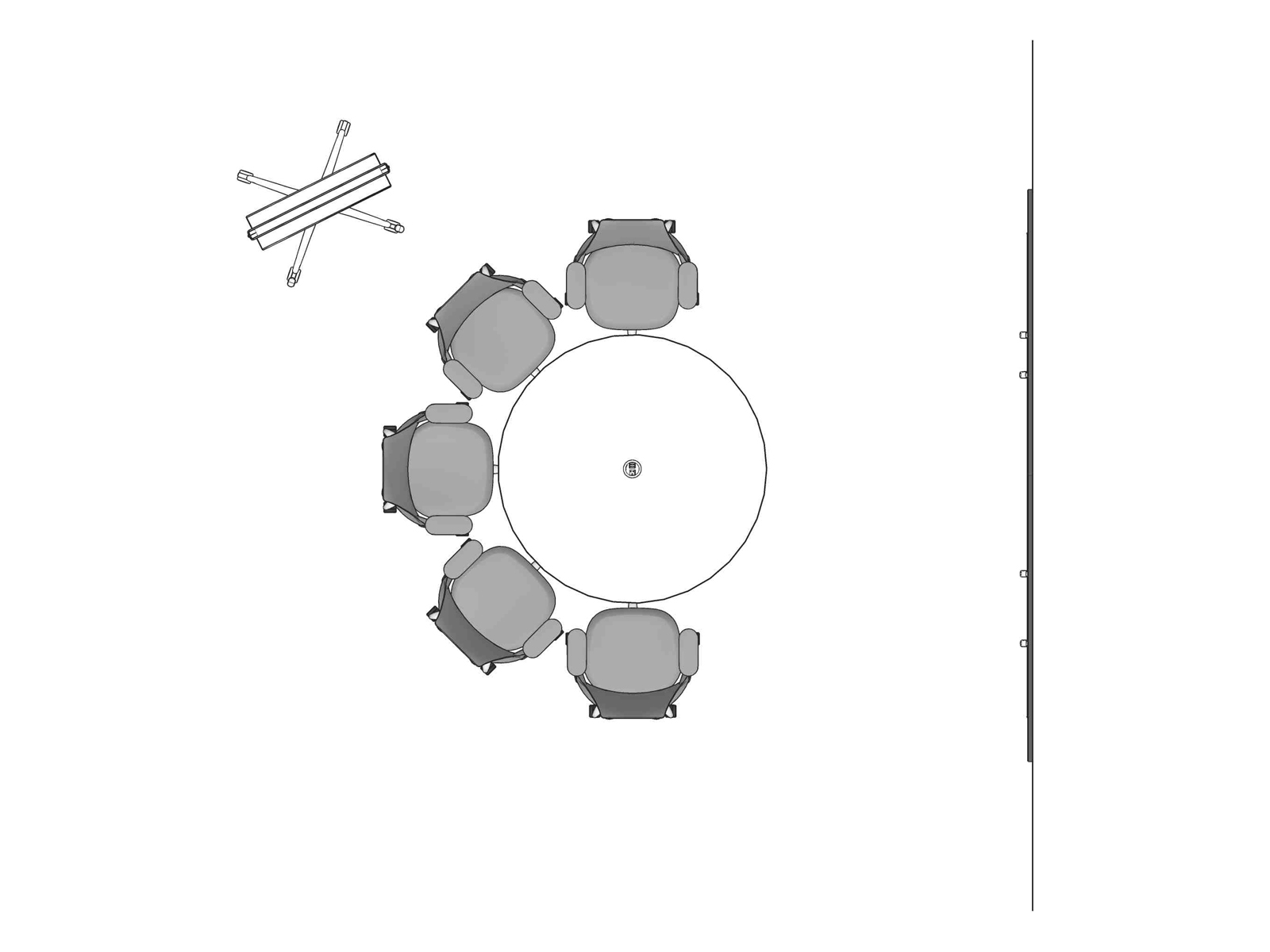 A line drawing viewed from above - Meeting Space 018