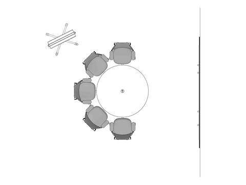 A line drawing viewed from above - Meeting Space 018
