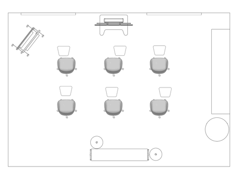 A line drawing viewed from above - Meeting Space 057 A