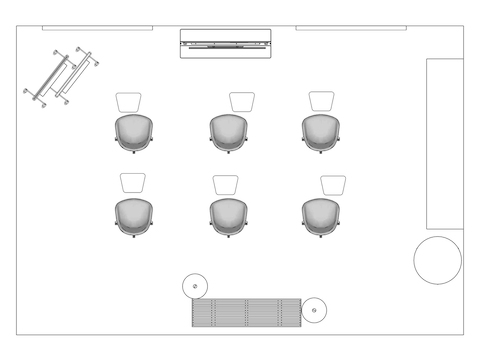 A line drawing viewed from above - Meeting Space 057 B