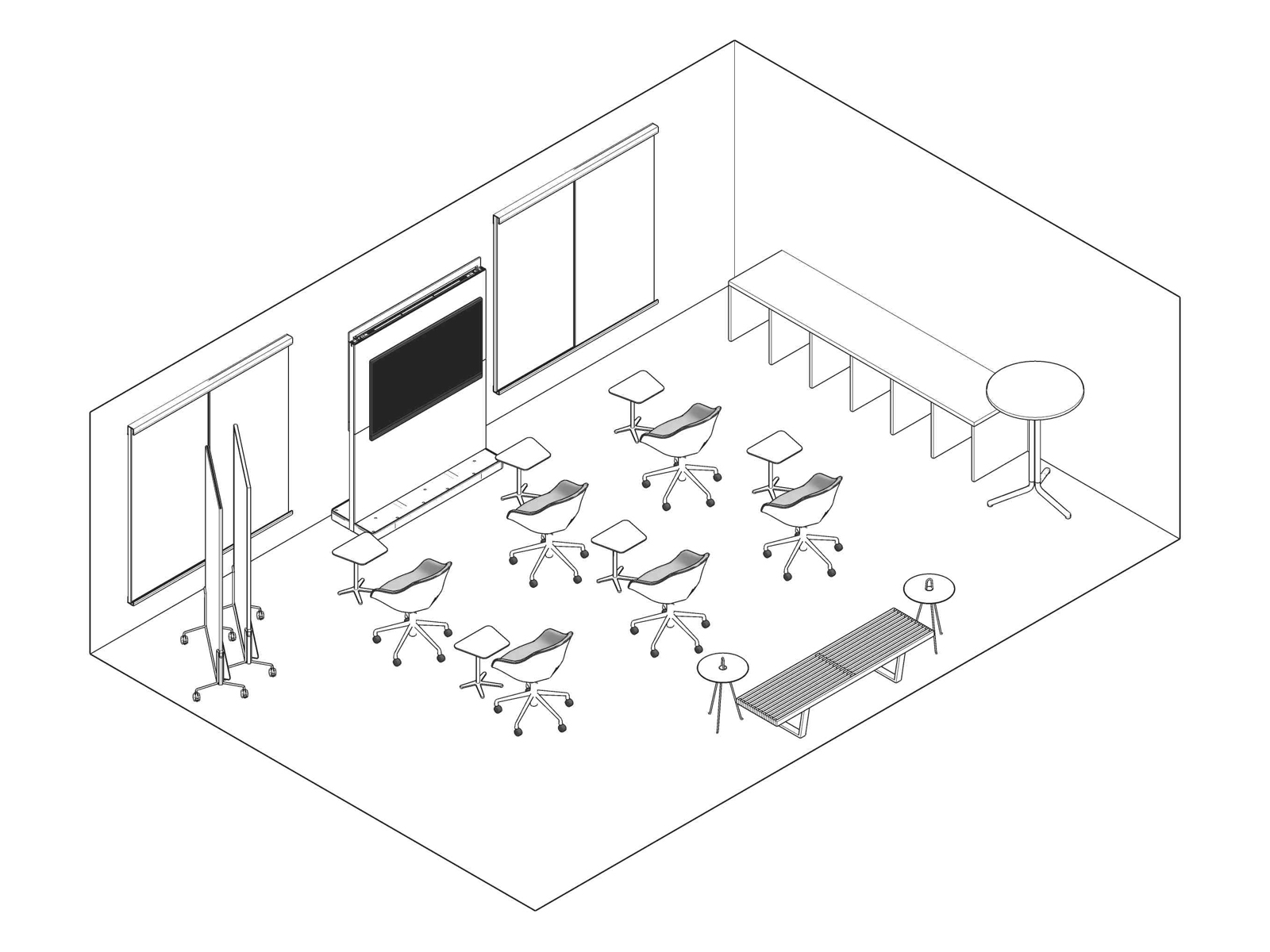 A line drawing - Meeting Space 057 B
