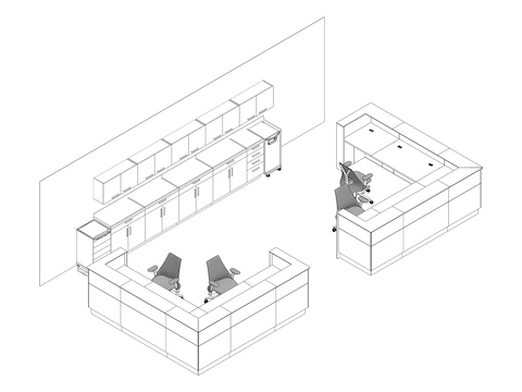 A line drawing - Nurses Station 009
