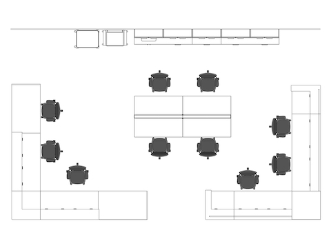 A line drawing viewed from above - Nurses Station 011