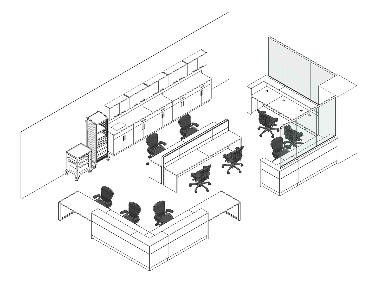 A line drawing - Nurses Station 011