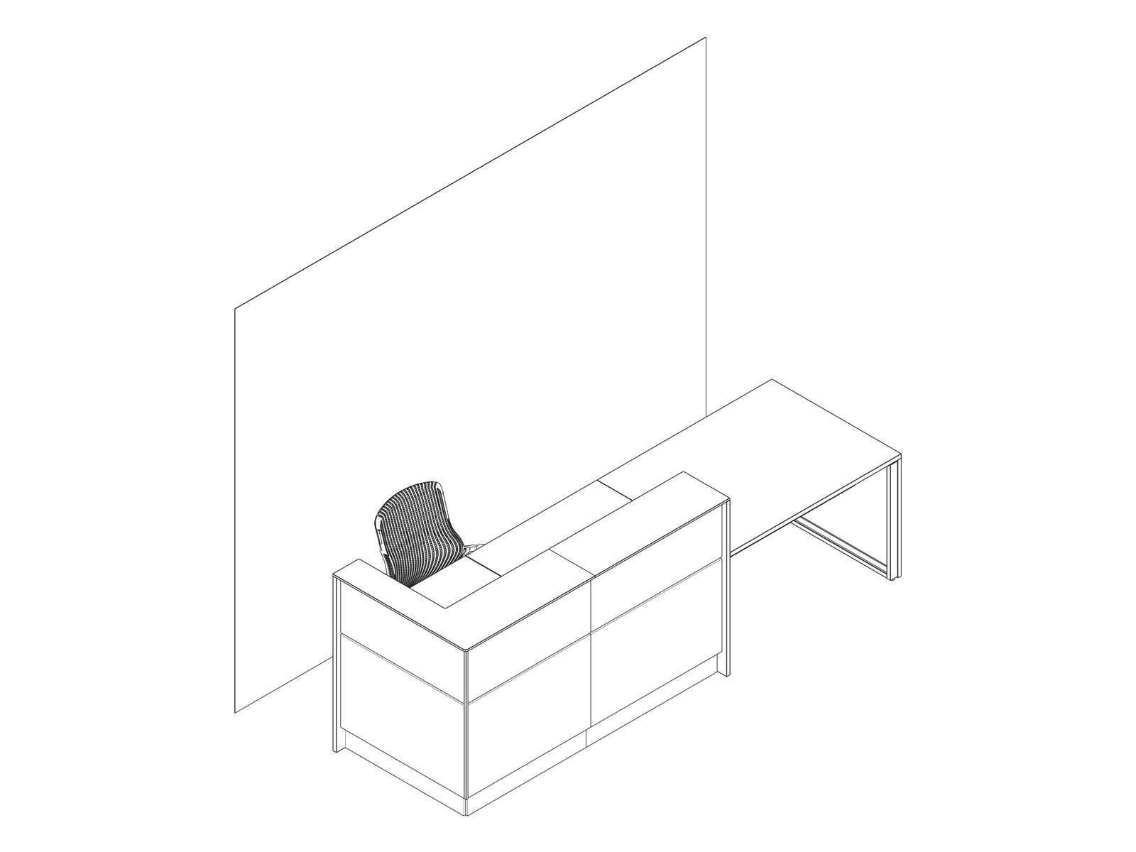 A line drawing - Nurses Station 017