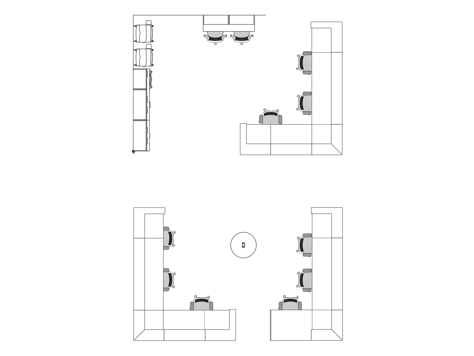 A line drawing viewed from above - Nurses Station 026