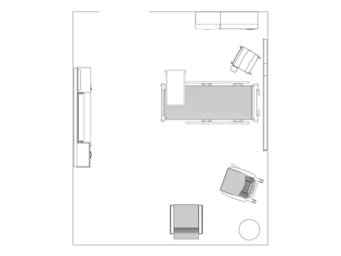 A line drawing viewed from above - Patient Room 002