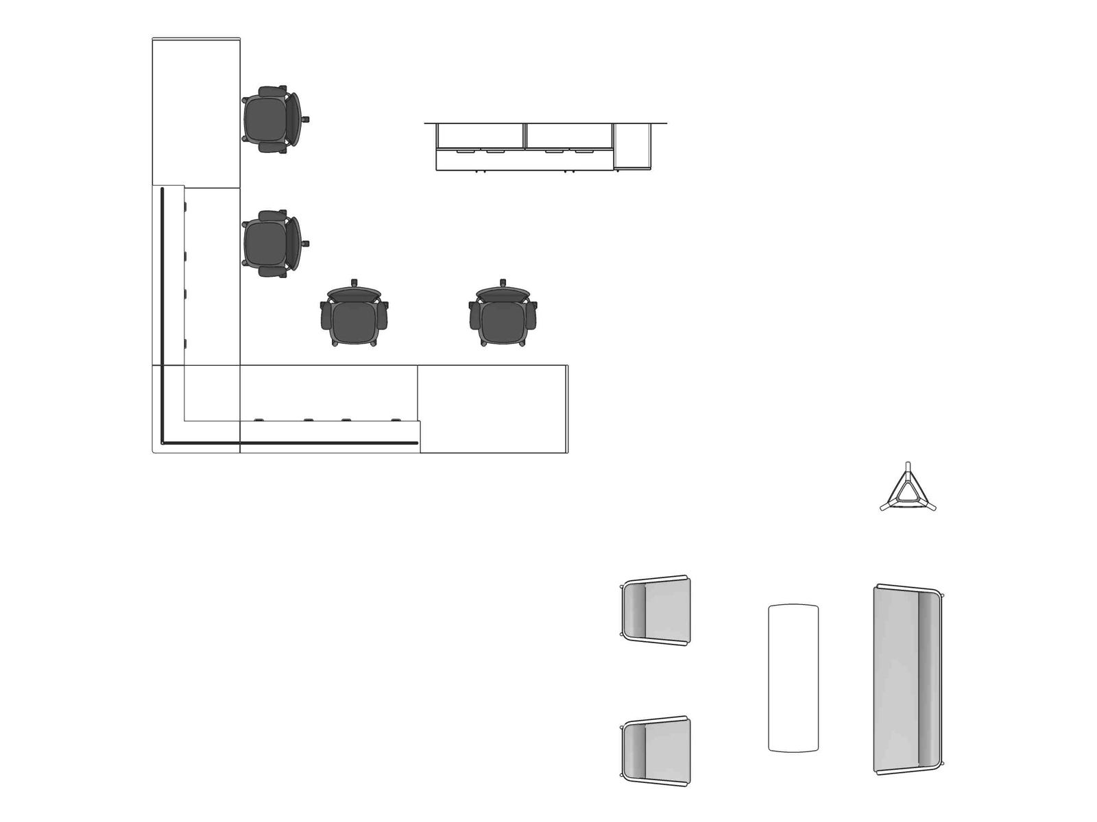 A line drawing viewed from above - Waiting Room 008