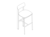 A line drawing - Betwixt Stool–Bar Height–Wood