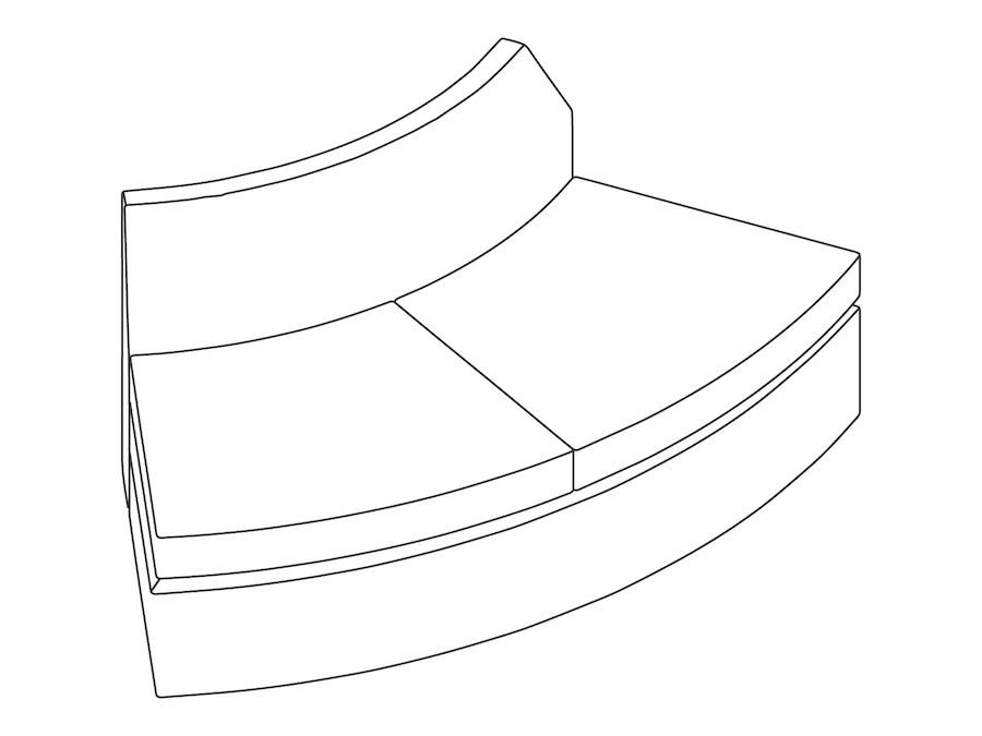 A line drawing - Bevel Curved Settee–Outside Curve
