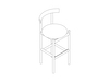 Uno schizzo - Sgabello Comma–Altezza bar–Sedile in legno