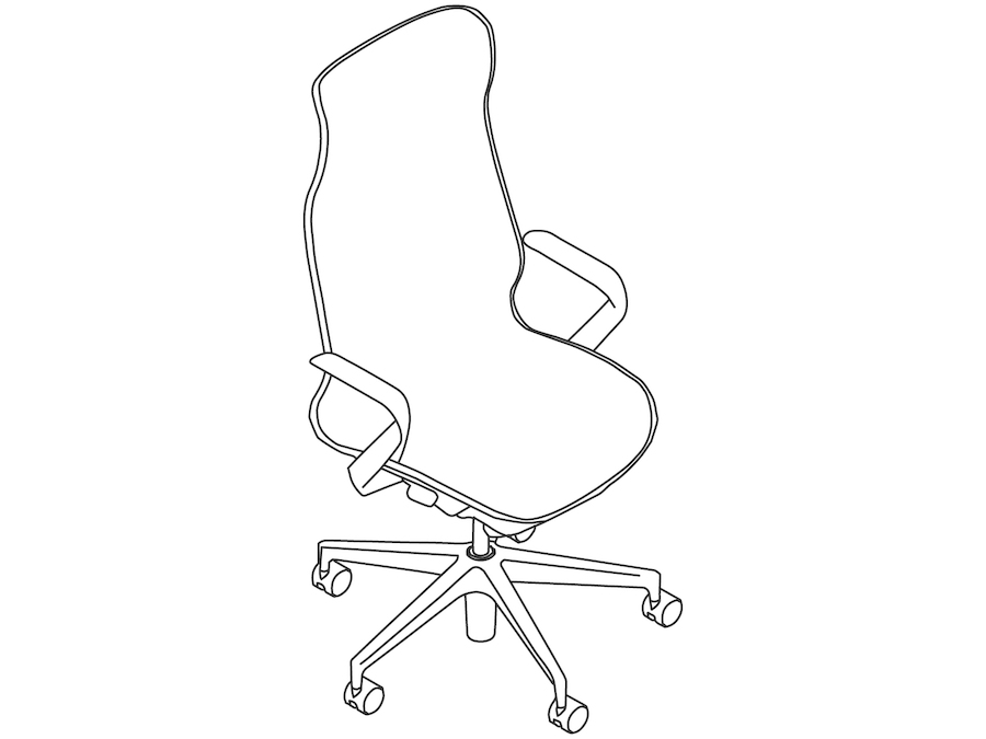 A line drawing - Cosm Chair–High Back–Fixed Arms