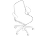 A line drawing - Cosm Chair–Mid Back–Leaf Arms