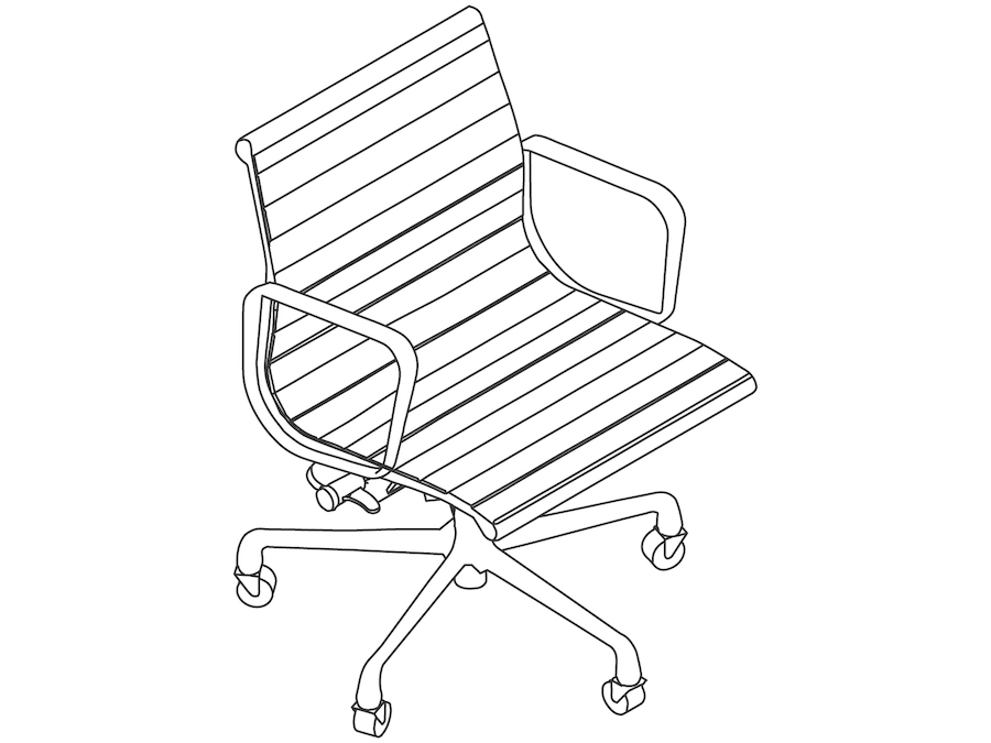 Un dibujo - Silla administrativa Eames Aluminum Group con brazos