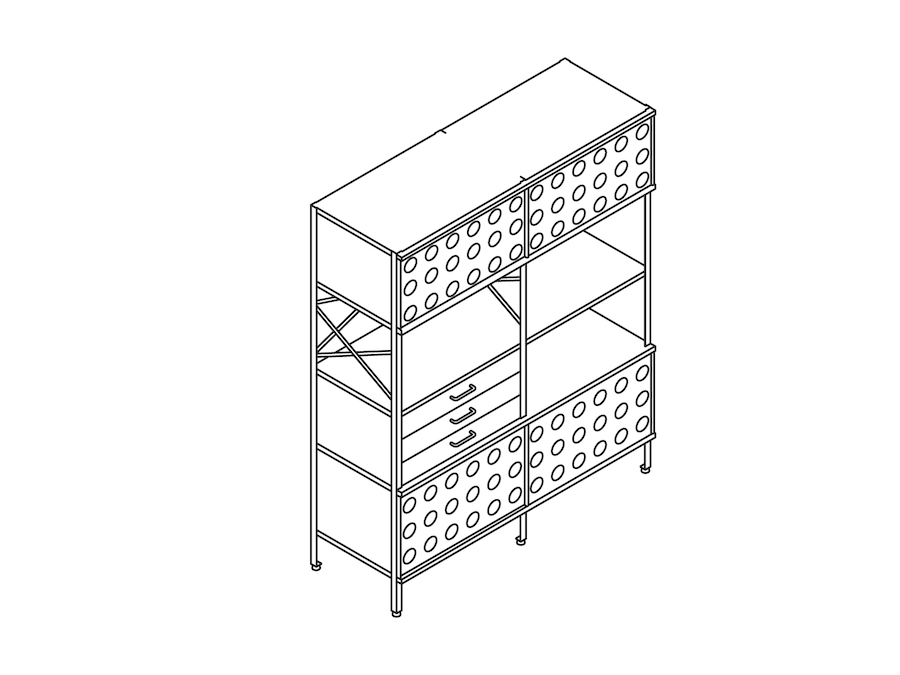Um desenho de linha - Unidade de armazenamento Eames–4 alturas por 2 larguras