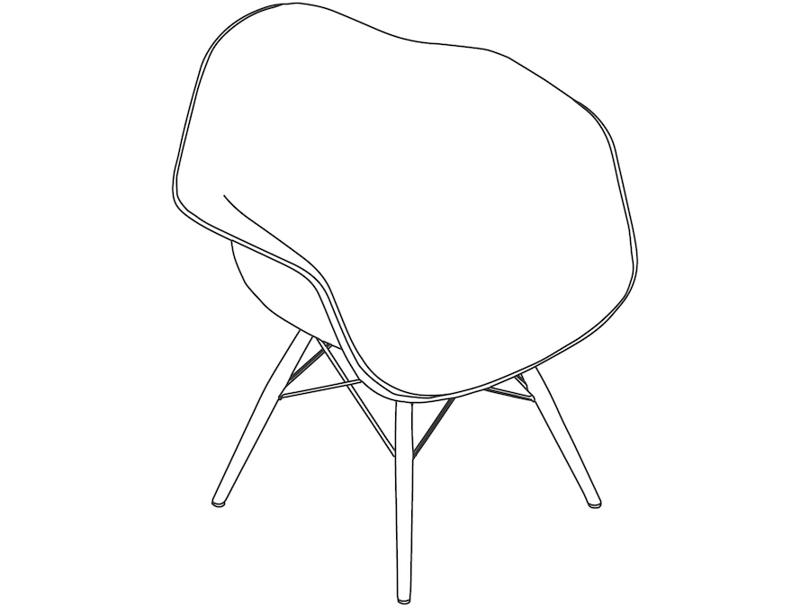 A line drawing - Eames Molded Fiberglass Armchair–Dowel Base–Fully Upholstered