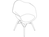 A line drawing - Eames Molded Fiberglass Armchair–Dowel Base–Upholstered Seat Pad