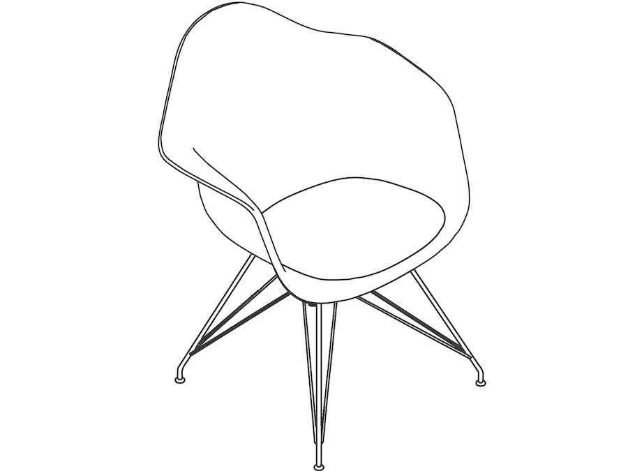 A line drawing - Eames Molded Fiberglass Armchair–Wire Base–Upholstered Seat Pad