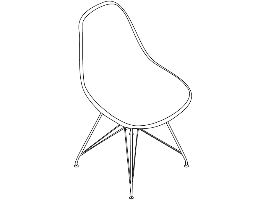 A line drawing - Eames Molded Fiberglass Side Chair–Wire Base–Fully Upholstered