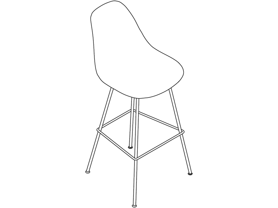 A line drawing - Eames Molded Fiberglass Stool–Bar Height–Nonupholstered