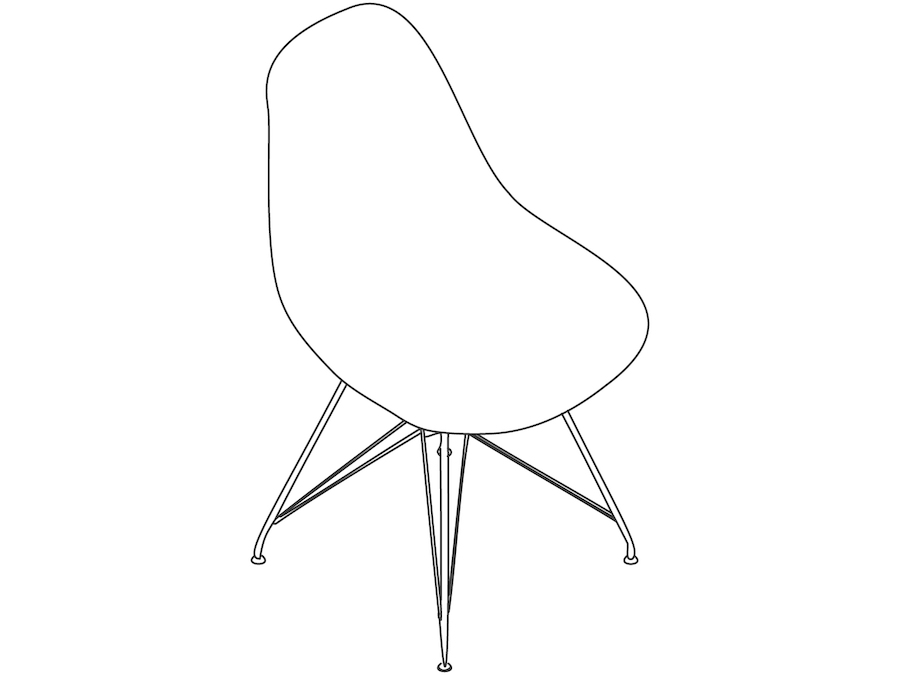 A line drawing - Eames Molded Plastic Side Chair–Wire Base–Nonupholstered
