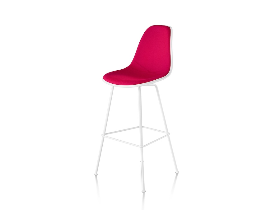A photo - Eames Molded Plastic Stool–Bar Height–Fully Upholstered