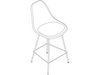 A line drawing - Eames Molded Plastic Stool–Counter Height–Upholstered Seat Pad