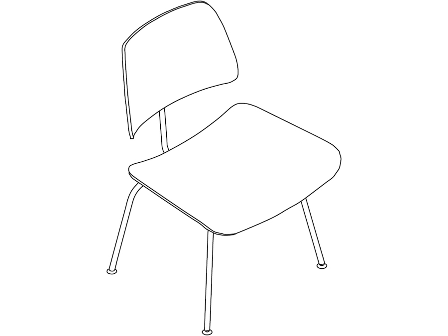 A line drawing - Eames Molded Plywood Dining Chair–Metal Base–Upholstered