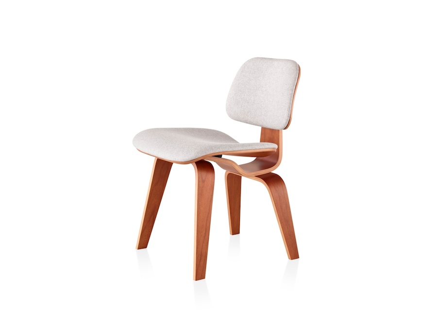 A photo - Eames Molded Plywood Dining Chair–Wood Base–Upholstered