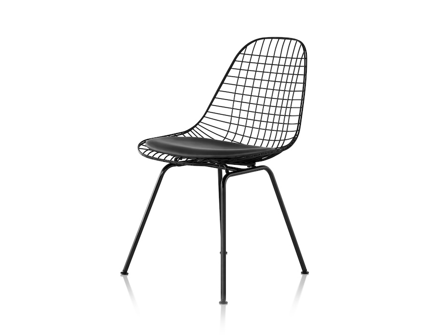A photo - Eames Wire Chair–4-Leg Base–Upholstered Seat
