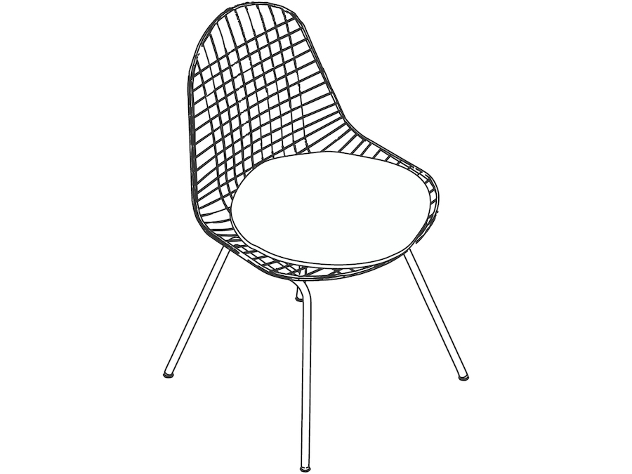 A line drawing - Eames Wire Chair–4-Leg Base–Upholstered Seat