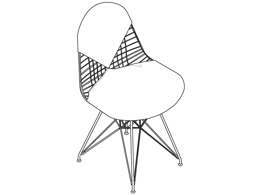 A line drawing - Eames Wire Chair–Wire Base–Upholstered Seat and Back