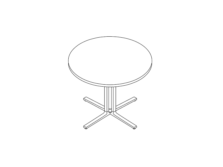 A line drawing - Everywhere Table–Round–4-Column Base