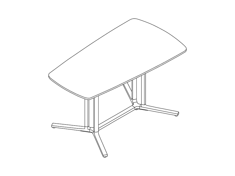 A line drawing - Everywhere Table–Video Oval–Double 3-Column Base Spanner