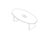 A line drawing - Headway Conference Table–Seated Height–Oval–Cabinet Base