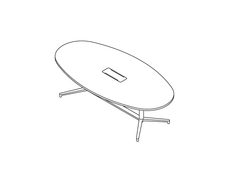 A line drawing - Headway Conference Table–Seated Height–Oval–Cabinet Base