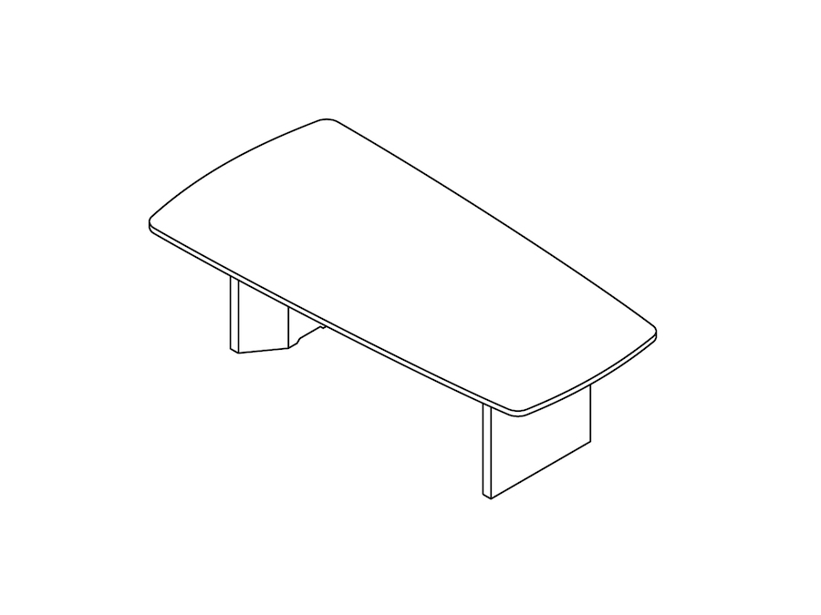 A line drawing - Headway Conference Table–Seated Height–Tapered–Cabinet Base