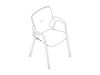 A line drawing - Keyn Chair–4-Leg Base–With Arms