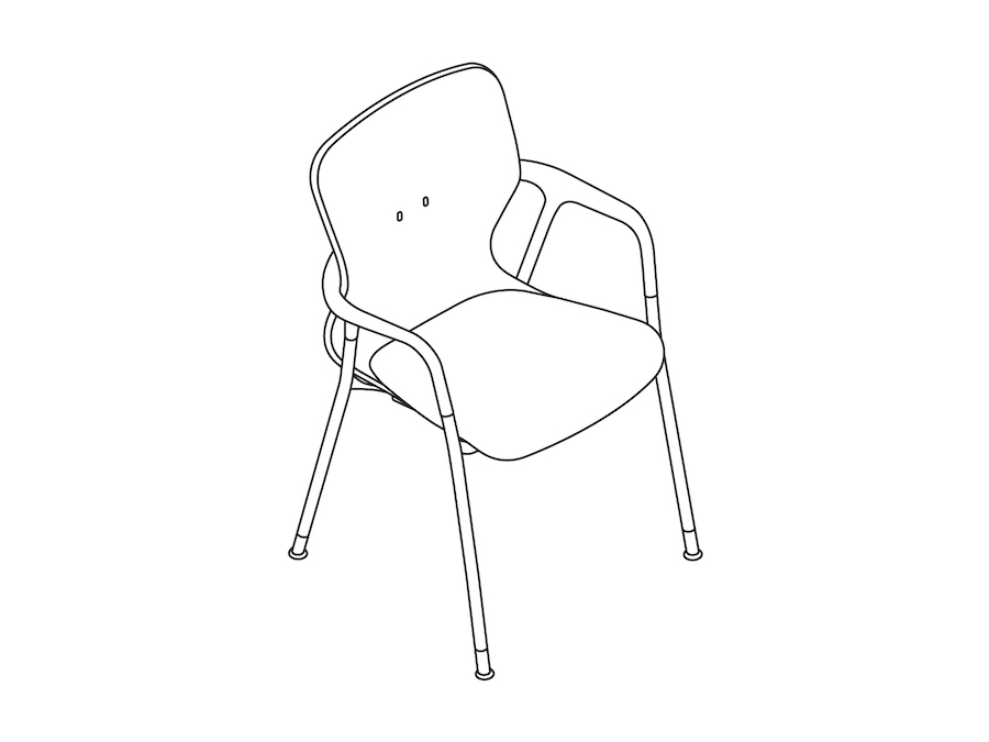 A line drawing - Keyn Chair–4-Leg Base–With Arms