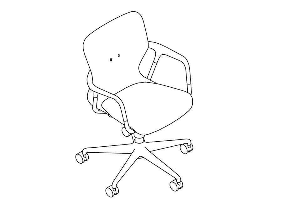 A line drawing - Keyn Chair–5-Star Base