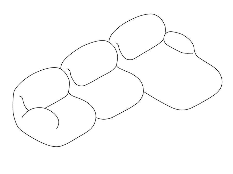 Un dibujo - Conjunto de sofás modulares Luva: módulo de 3 plazas