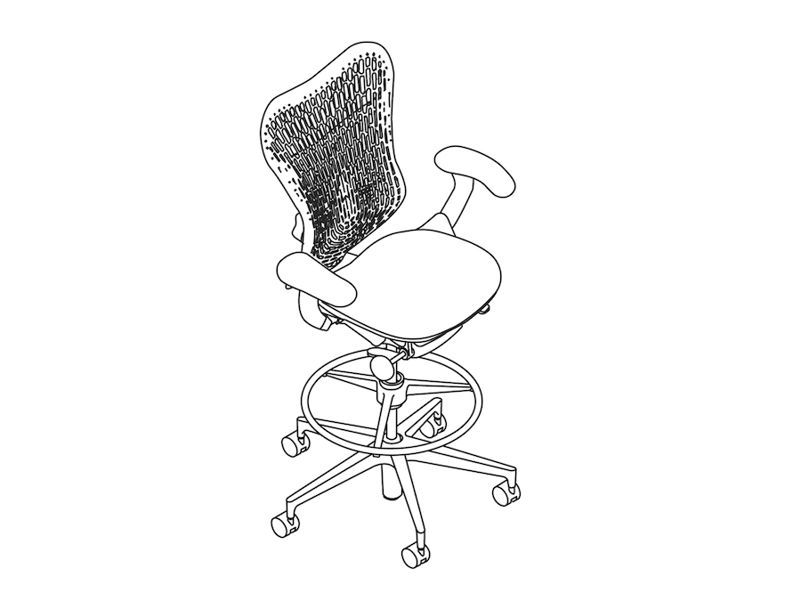 Um desenho de linha - Banqueta Mirra 2 – Encosto em polímero – Braços fixos