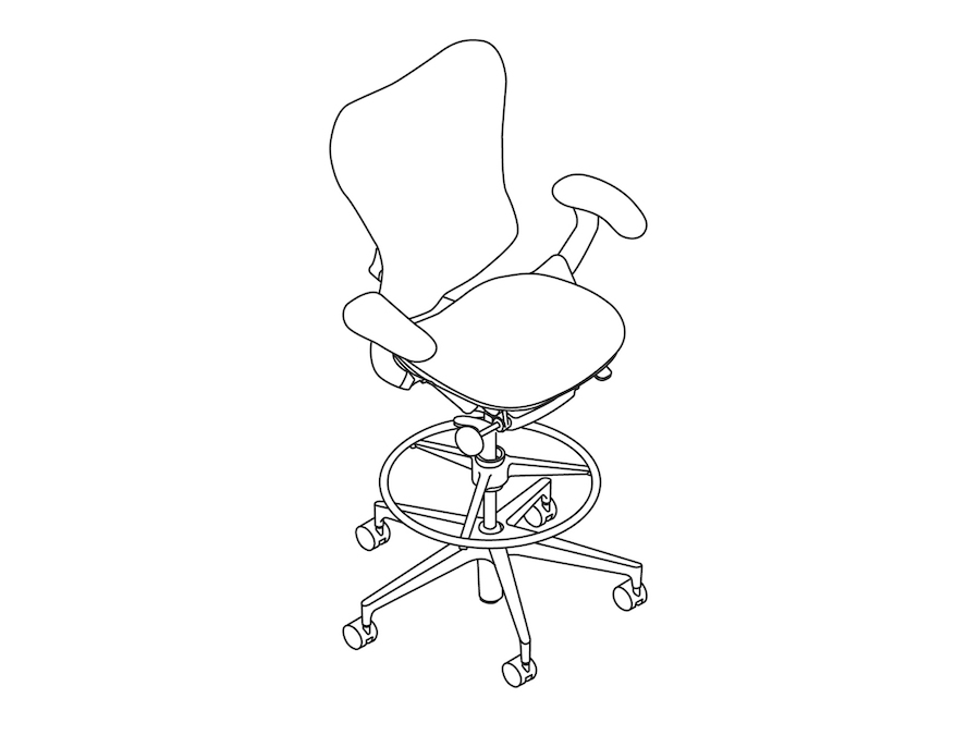 A line drawing - Mirra 2 Stool–Suspension Back–Fixed Arms