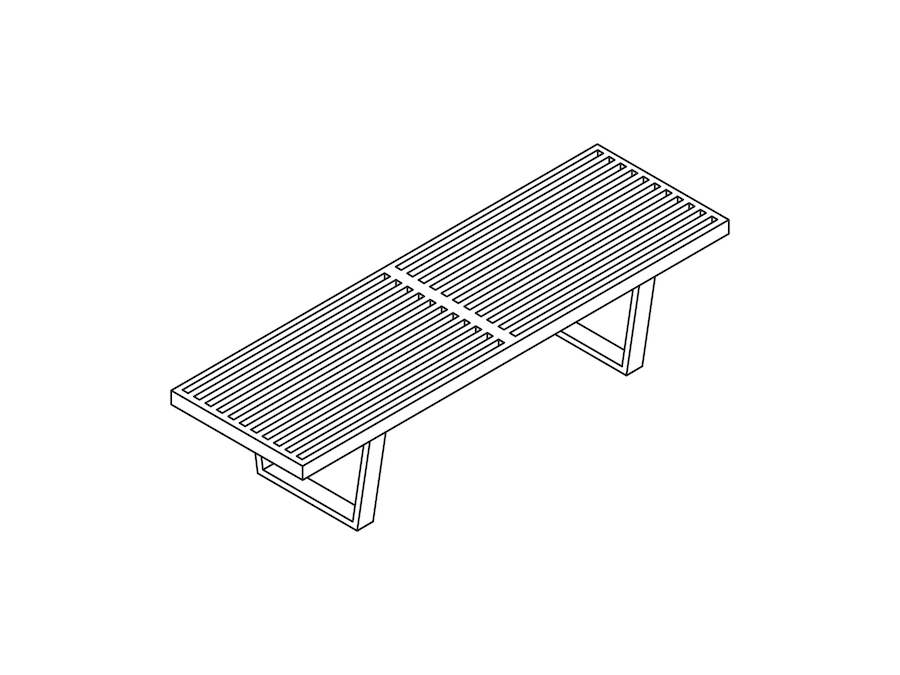 A line drawing - Nelson Platform Bench–Wood Base