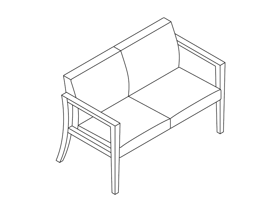 A line drawing - Nemschoff Brava Multiple Seating–Open Arm–2 Seat