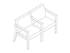 A line drawing - Nemschoff Brava Multiple Seating–Open Arm–Divider Arm and Leg–2 Seat